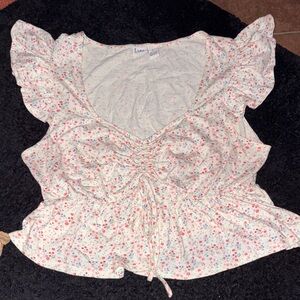 Luna Floral Print Blouse with Ruffle Sleeves